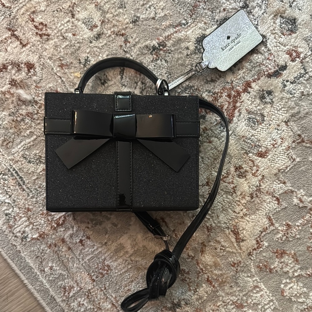 Kate Spade Black Glitter Bow Shoulder Bag